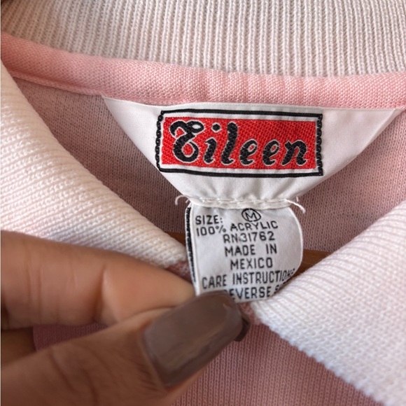 Eileen Vintage Double Collar Pastel Sweater Size M Hearts - Picture 6 of 6